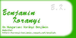 benjamin koranyi business card