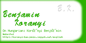 benjamin koranyi business card